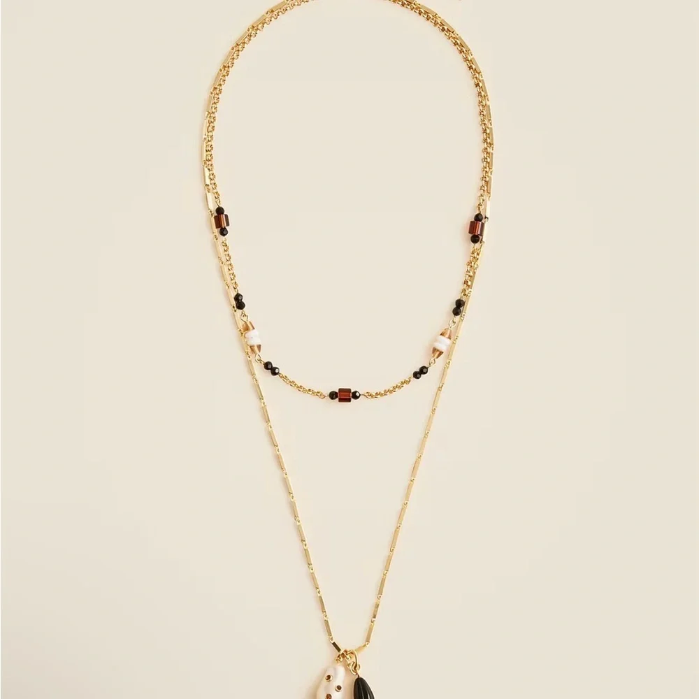 J. Crew Gold and Black Layered Necklace